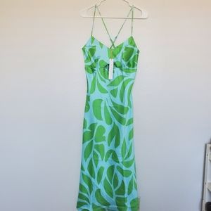 NWT House of Harlow | Satin Cut-Out Cross Back Midi Dress